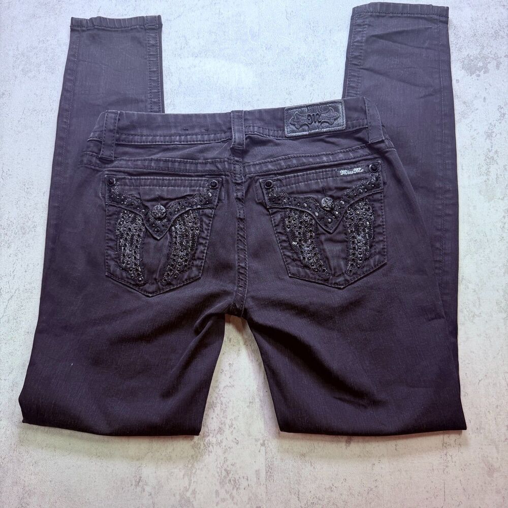 Miss Me Signature Skinny Y2K Black Bling Jeans 29